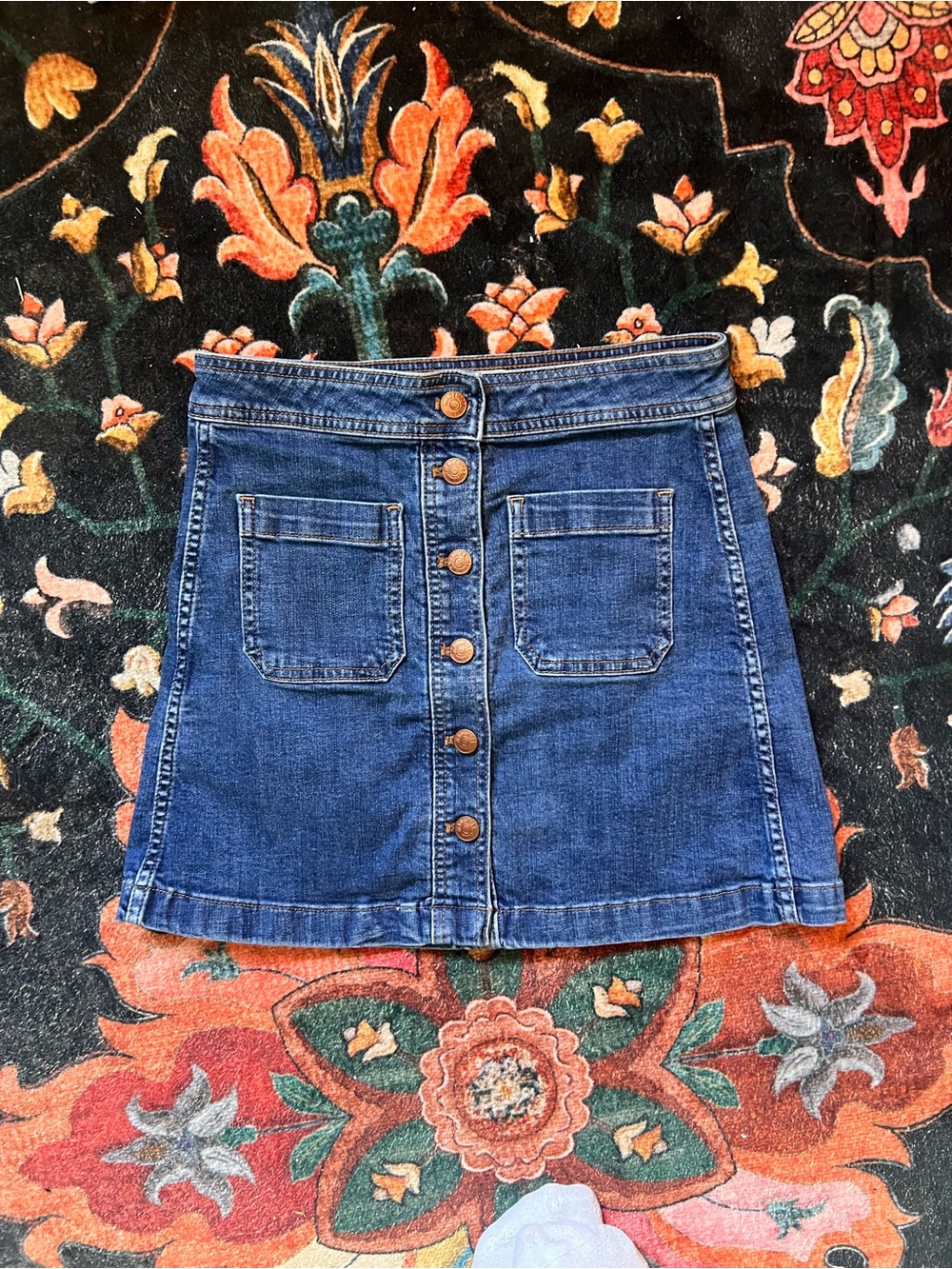 Madewell Button-Front Blue Denim Skirt